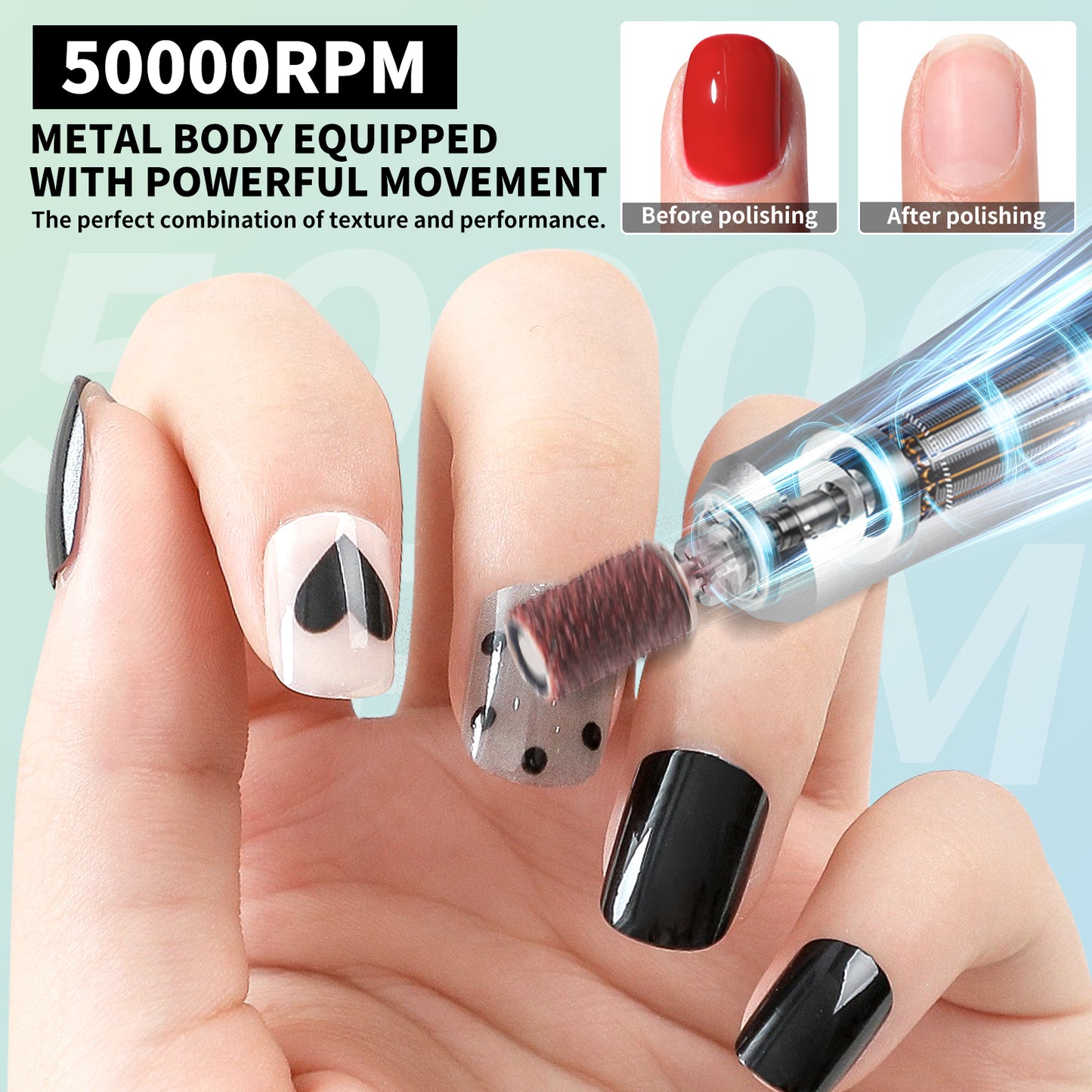 Portable Electric Nail Drill Kit - 50000RPM Rechargeable Manicure File Set
