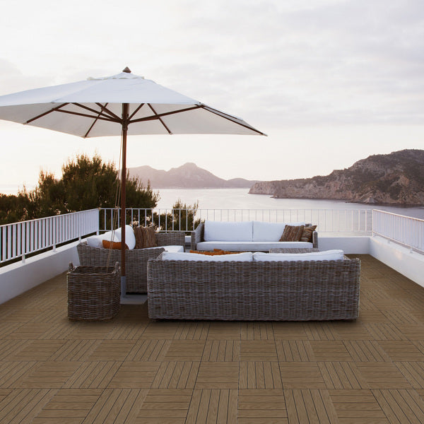 Plastic Interlocking Deck Tiles - 27 Pack, Waterproof Flooring for Patio, Porch & Poolside