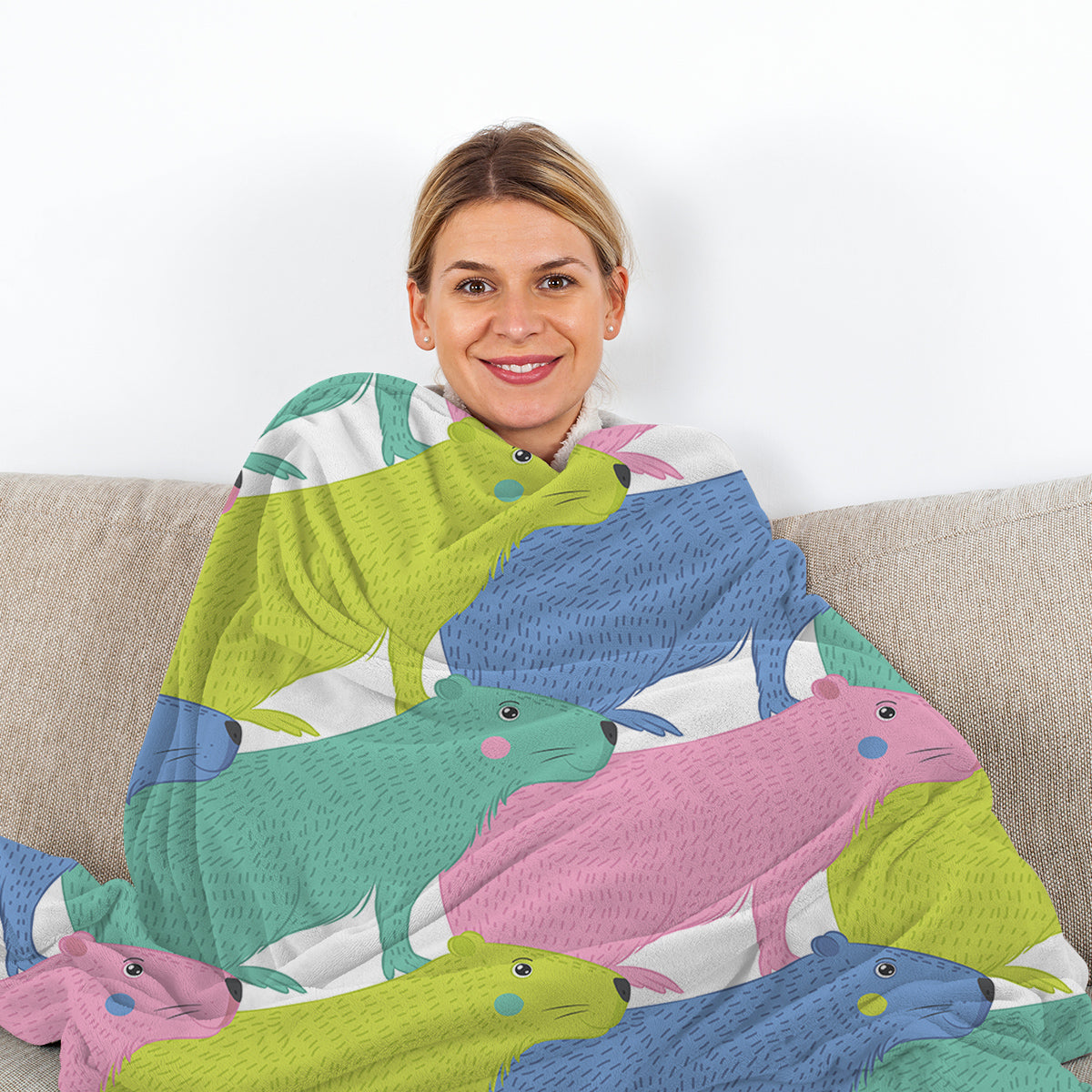 Cute Flannel Cartoon Dolphin Pet Blanket - Soft & Fluffy Outdoor & Home Use