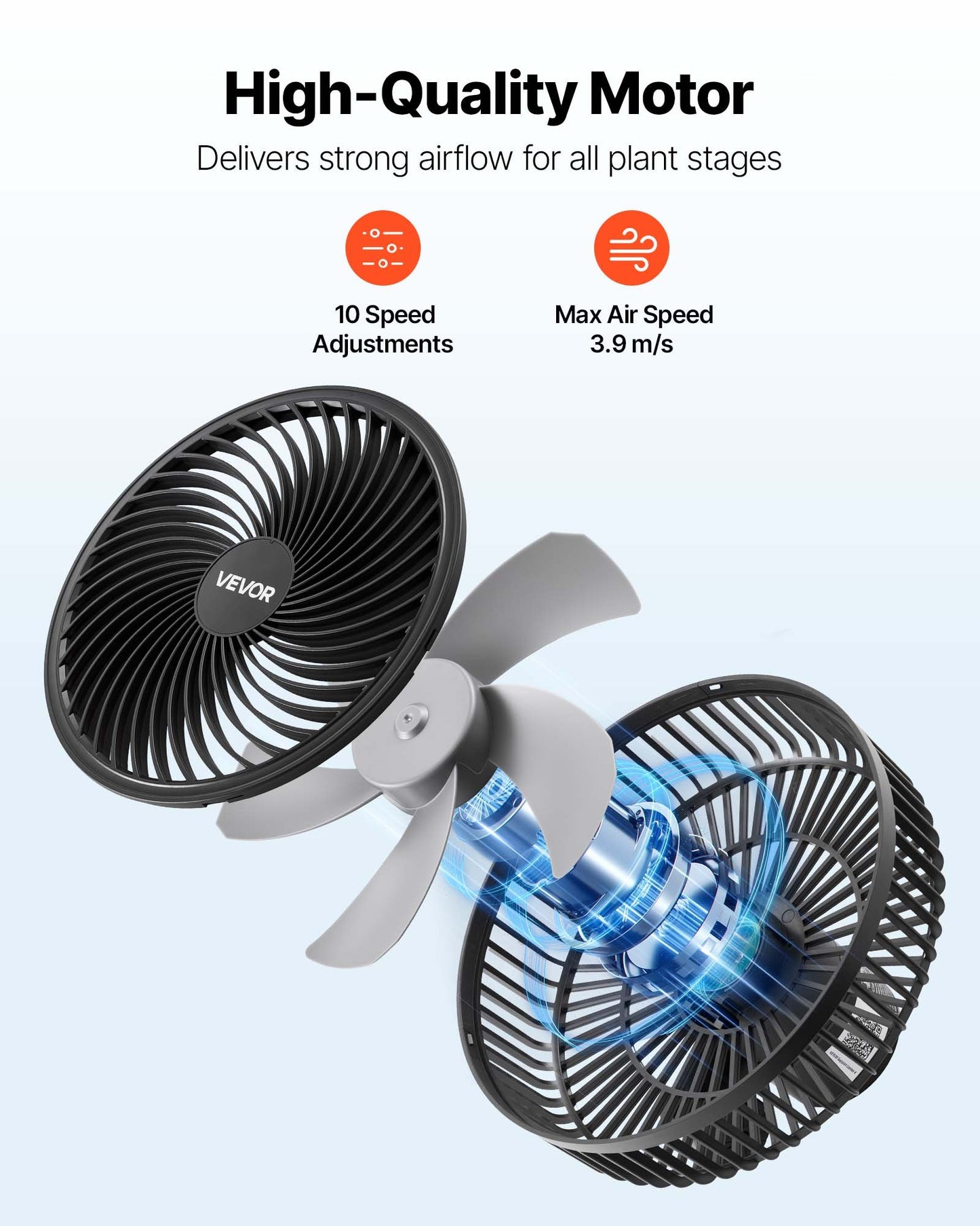 Rechargeable Clip-On Plant Fan 2-Pack with 9 Speeds & Oscillation for Grow Tents