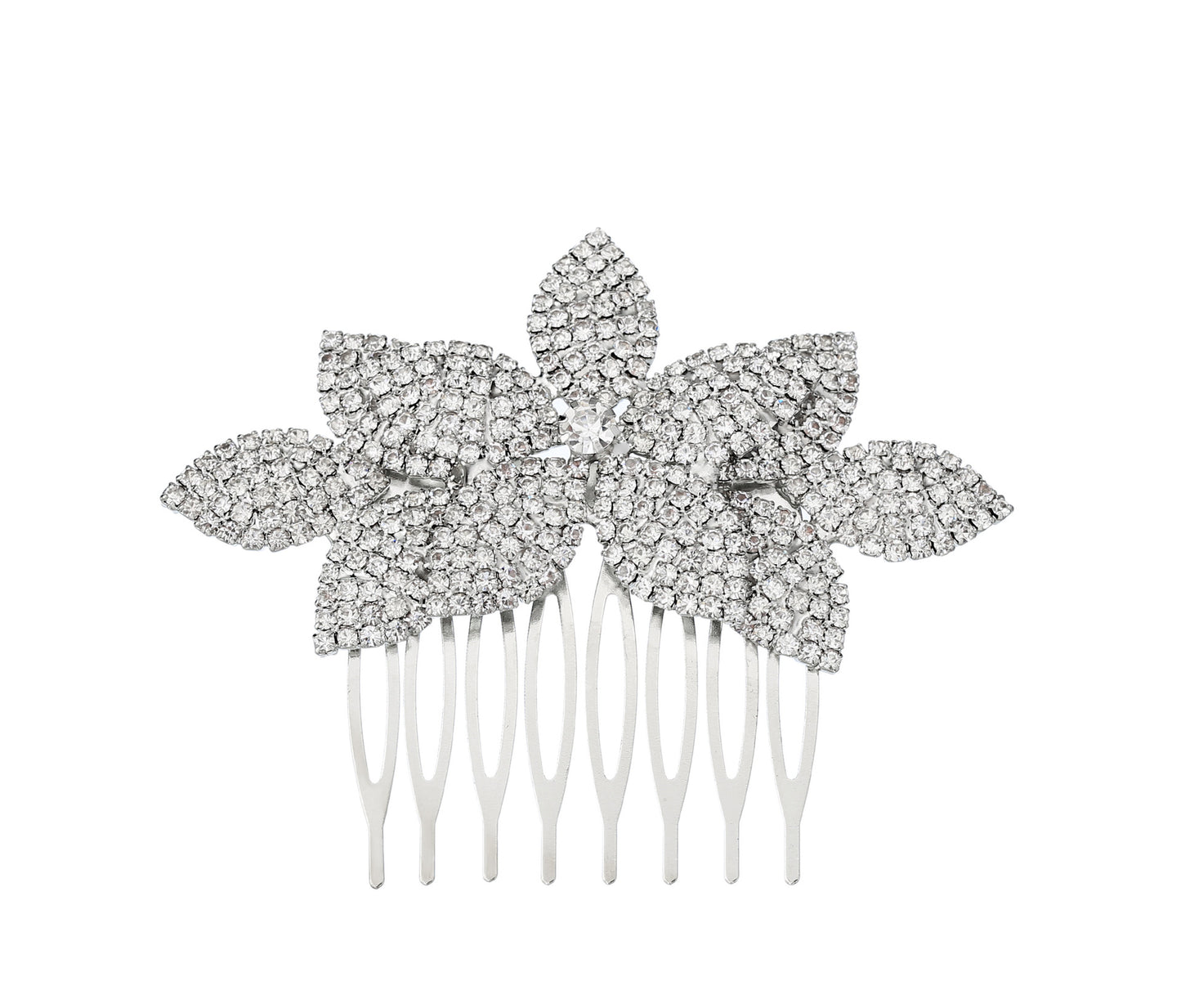 Elegant Bridal Rhinestone Hair Comb with Flower Design - Wedding Accessories