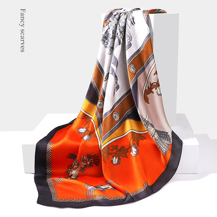 Women's Geometric Square Scarf - Large Polyester Fashion Accessory