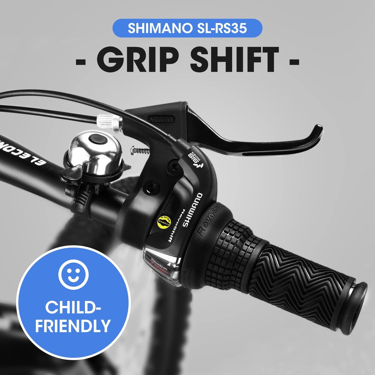 20 Inch Kids' Mountain Bike - 7 Speed, Front Suspension, Blue