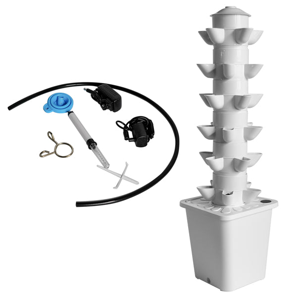 Indoor Hydroponic Planting System - Vertical Tower Garden for 30 Plants, White