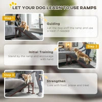 Dog Ramp for Bed - Non-Slip Carpet Pet Ramp with Top Platform, Brown & Grey