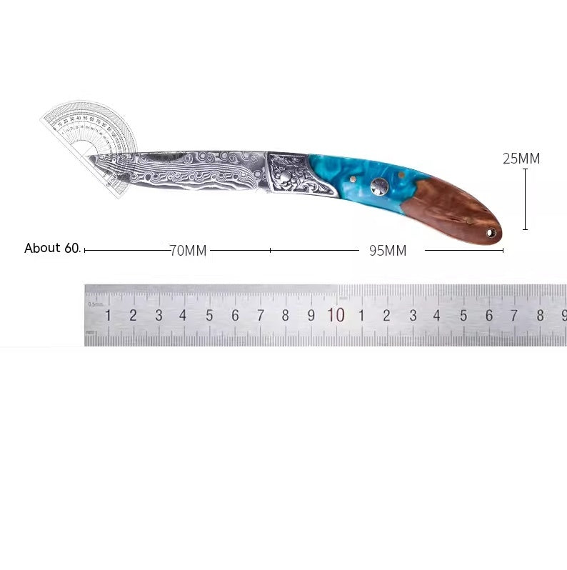 Multifunctional Stainless Steel Folding Fruit Knife with Titanium & Damascus Options