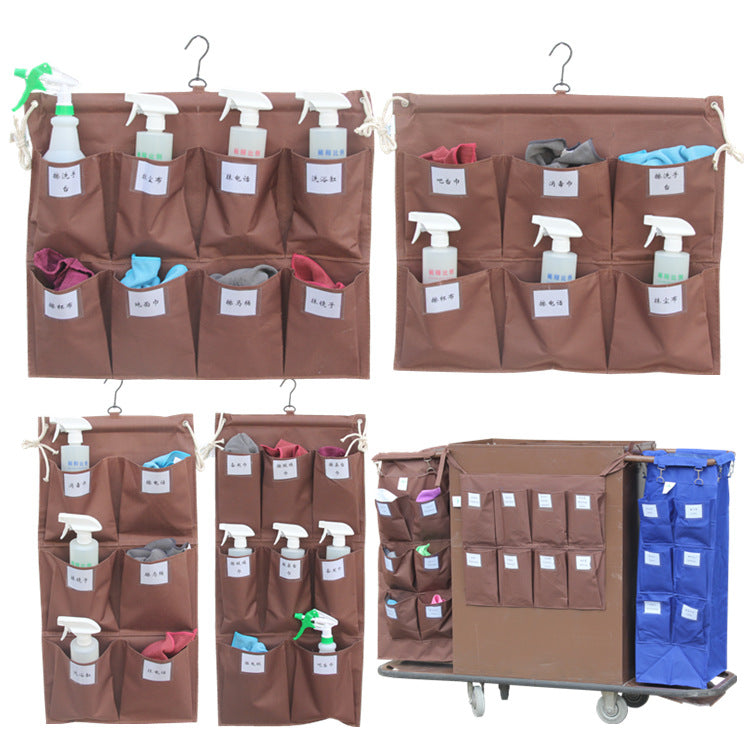 Multi-Functional Home Linen & Cleaning Cart with Hanging Cloth Bag