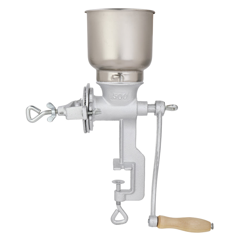 Silver Stainless Steel Hand Grain Grinder for Home Use - Adjustable & Durable