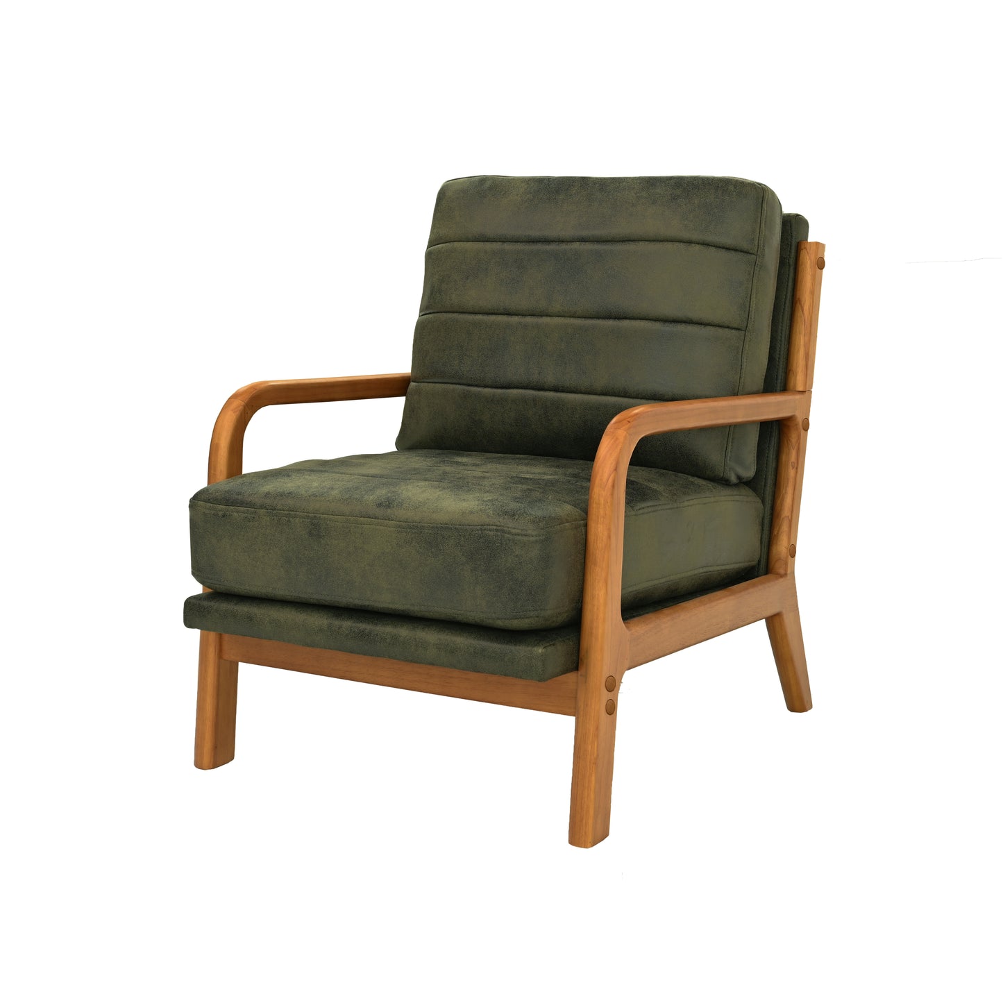 Mid-Century Modern Olive Green Fabric Armchair