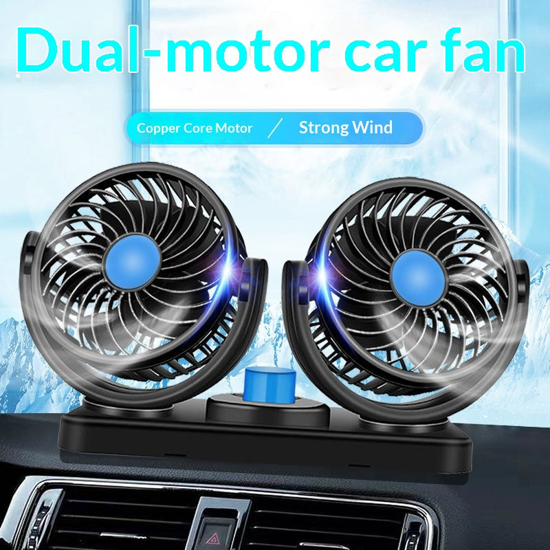 Dual-Head Car Fan USB Control Heavy Duty Fan for Vehicle Cooling