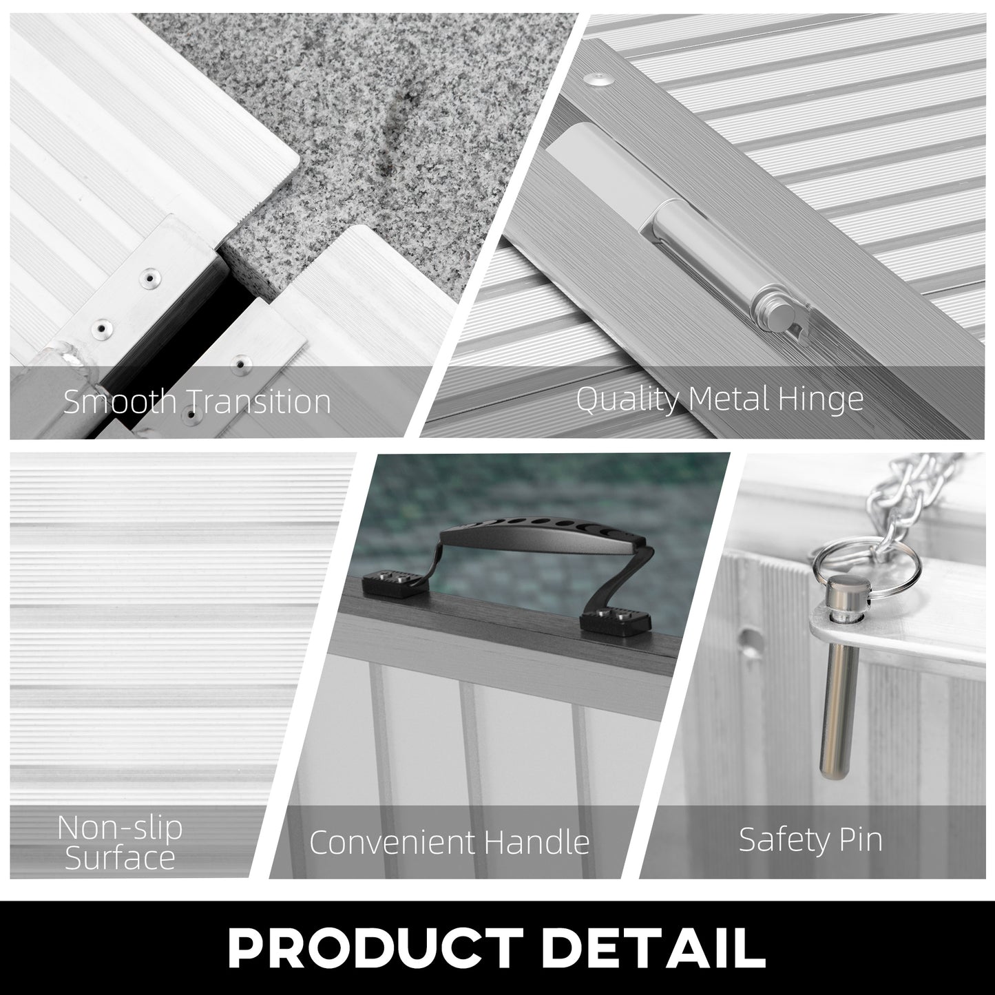 5-Foot Portable Aluminum Wheelchair Ramp - Silver