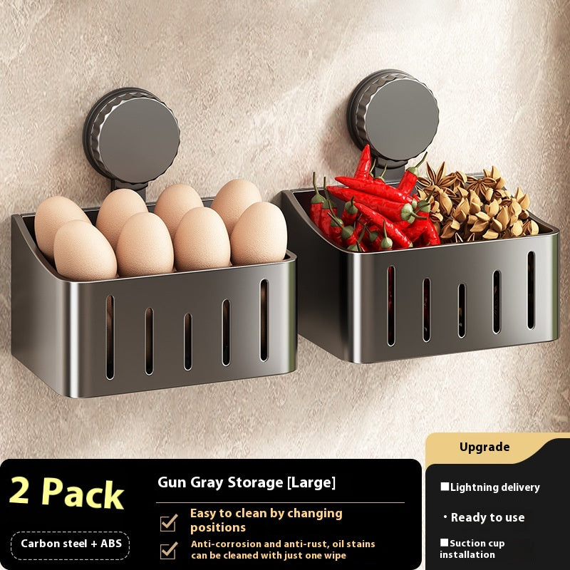 Wall-Mounted Onion, Ginger & Garlic Storage Rack with Suction Cups – Multi-Size & Color Options