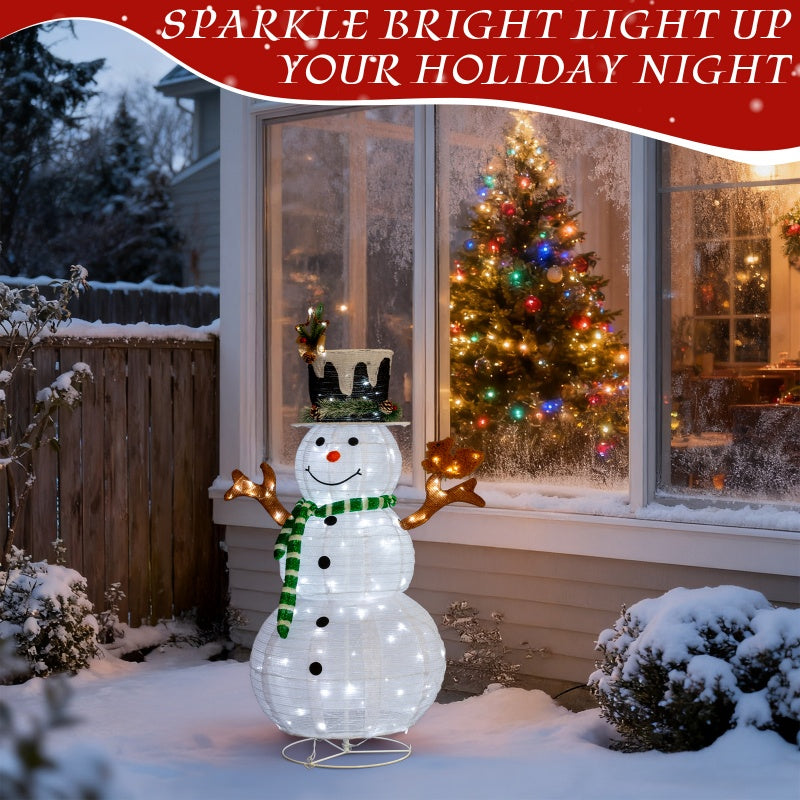 4ft White LED Snowman with Squirrel - Christmas Decoration