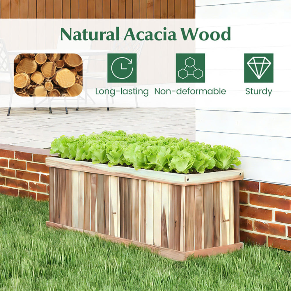 Natural Acacia Wood Raised Garden Bed Planter Box - 36" x 12"