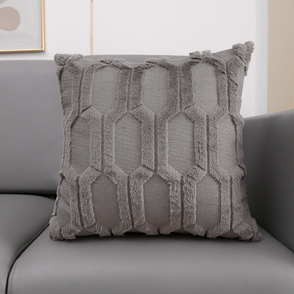 Embroidered Plush Lumbar Pillow Cover - Modern Sofa Cushion 45x45cm & 30x50cm
