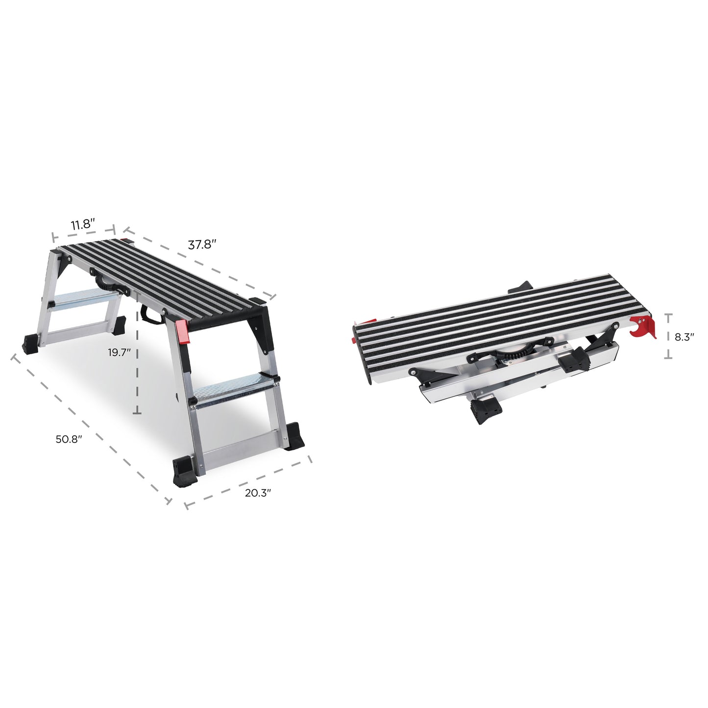 Heavy Duty Aluminum Folding Work Platform - 660 Lb Load Capacity for Painting, Cleaning, Vehicle Washing