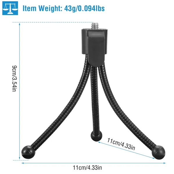 Flexible Tripod Stand for Cameras and Mini Projectors - Black