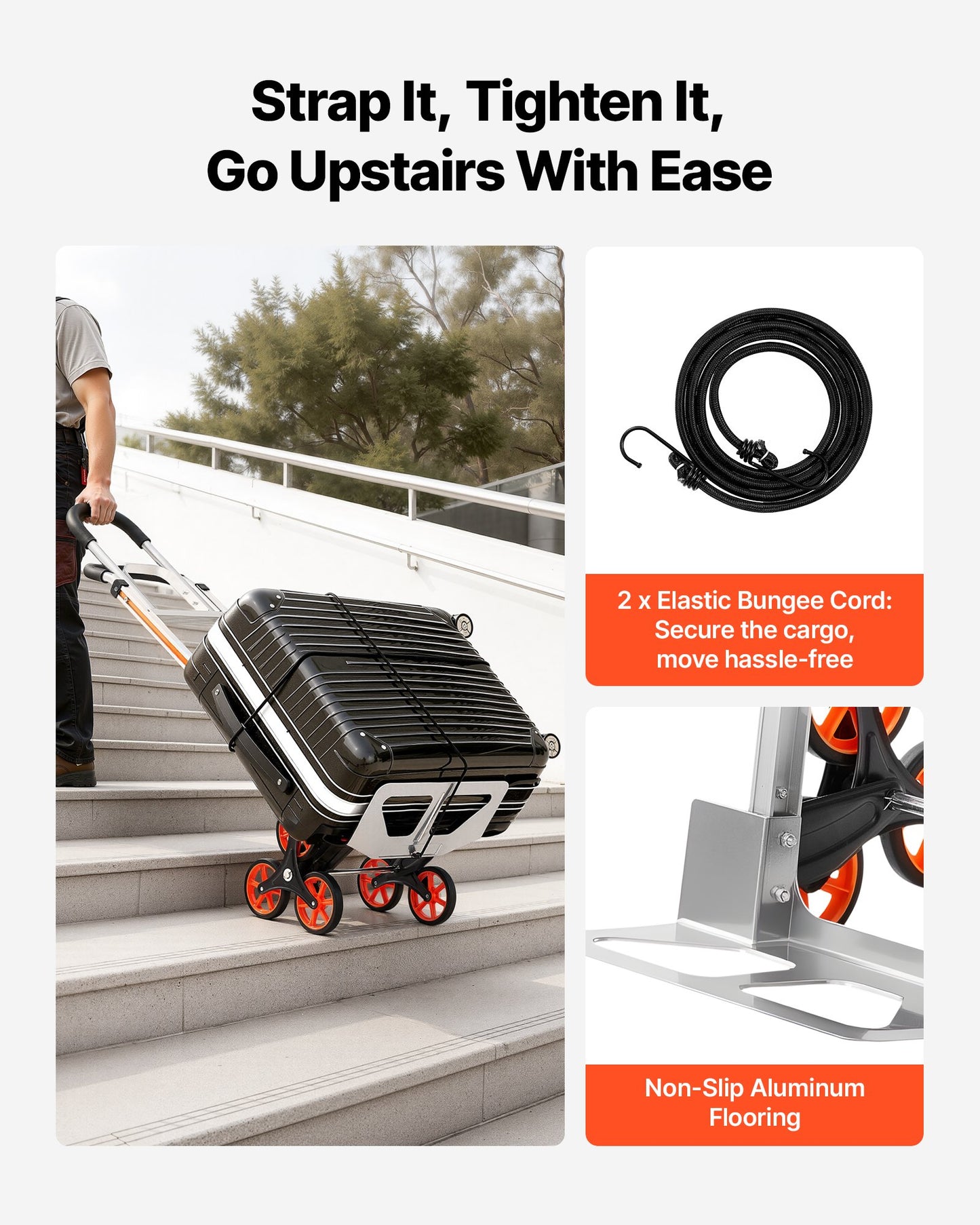 Stair Climbing Cart with 330 Lb Capacity Aluminum Foldable Trolley for Groceries & Home