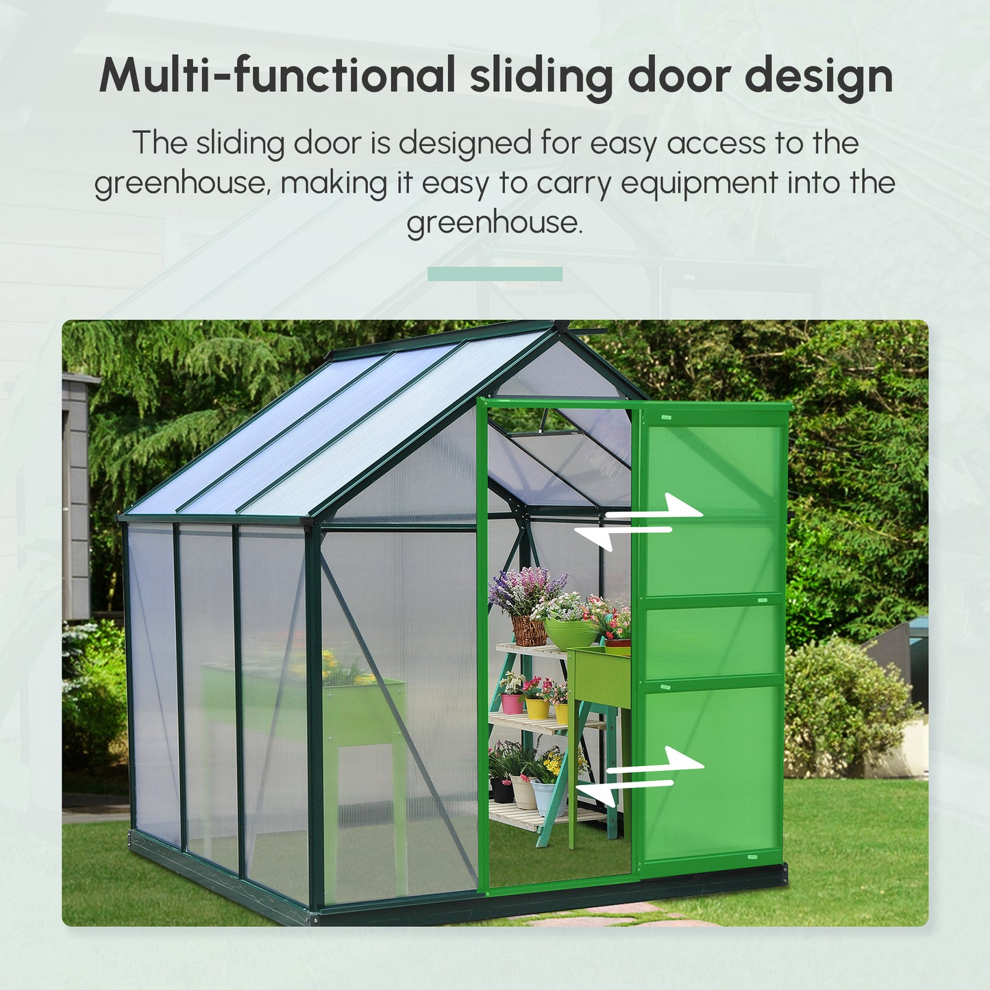 Portable Greenhouse 6x6x7 ft Aluminum Polycarbonate Garden Greenhouse with Rooftop Vent