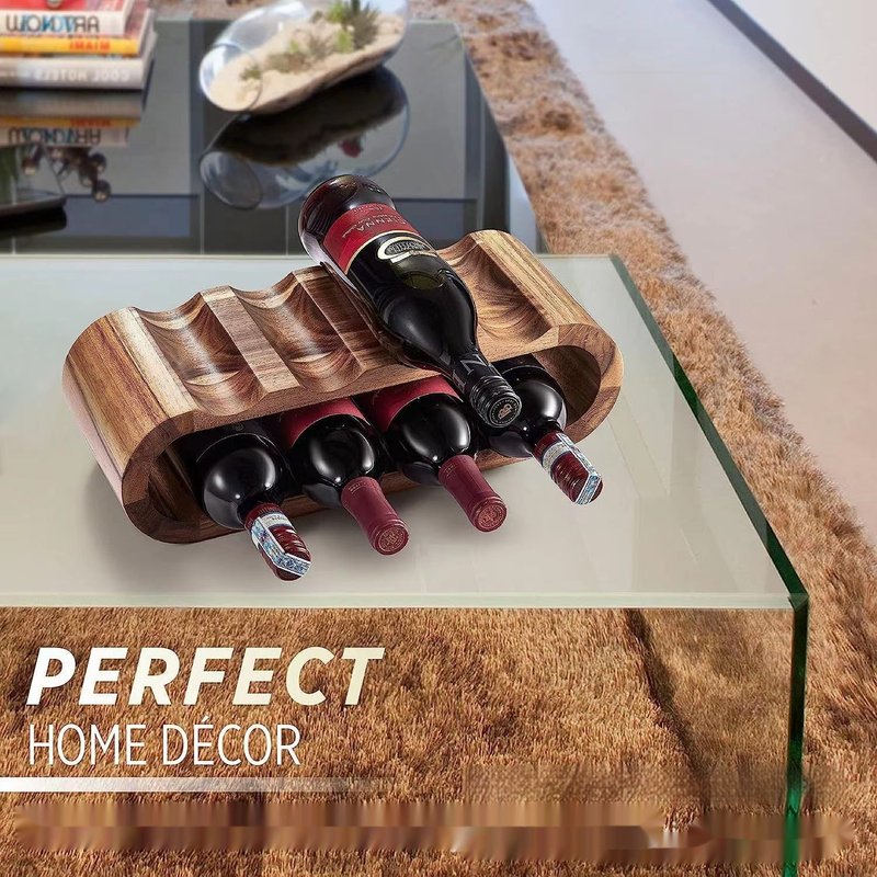 Wooden Double-Layer Wine Display Rack Solid Wood Desktop Decor
