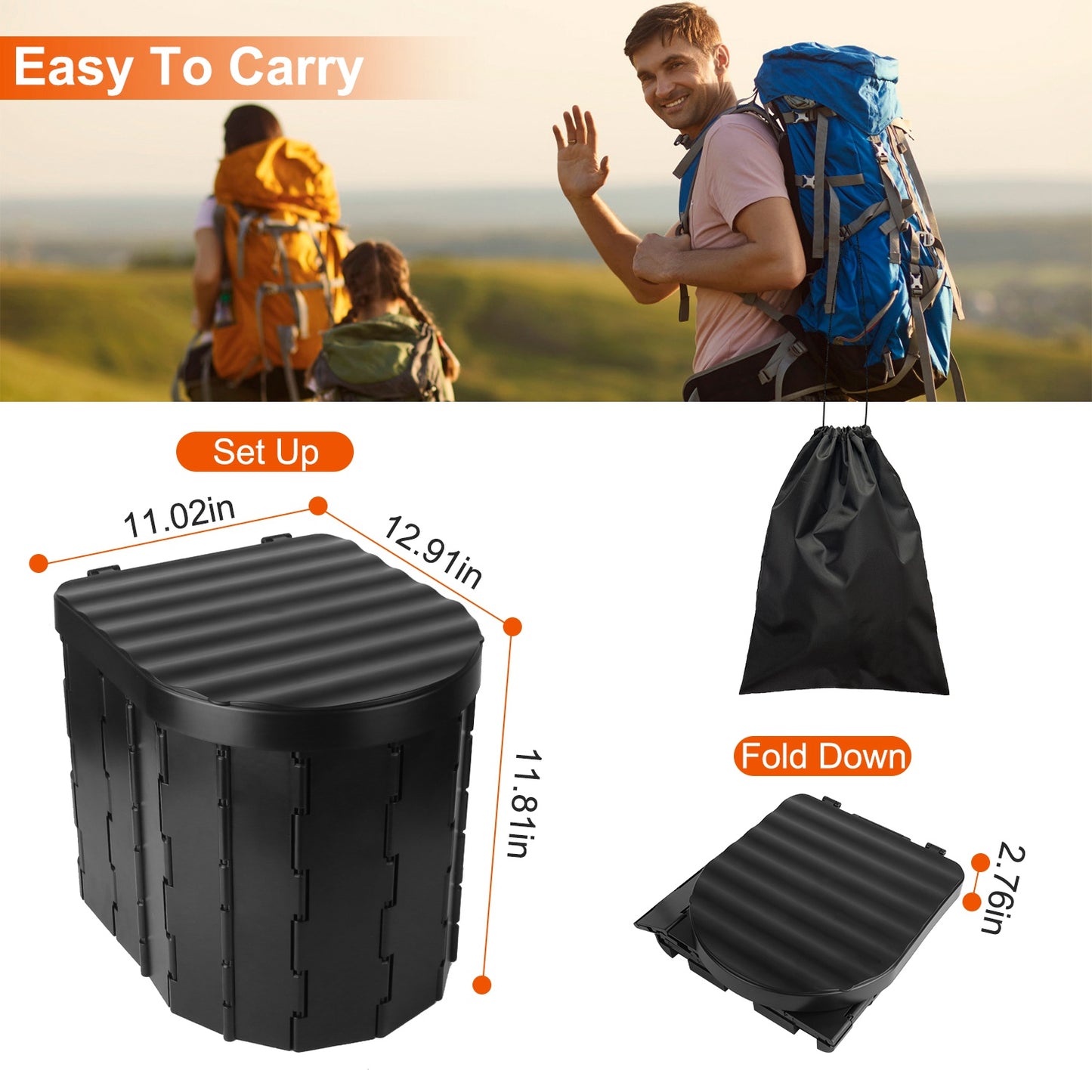 Foldable Portable Toilet for Camping, Hiking & Travel - Multiple Packages