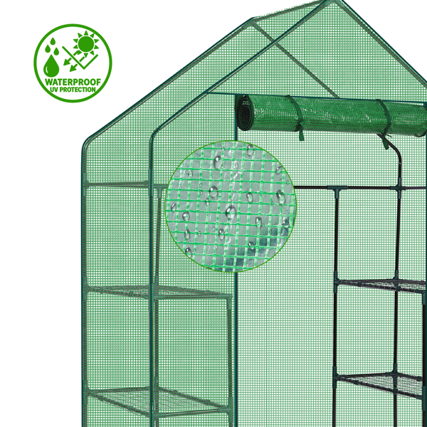 Walk-In Greenhouse with PE Cover & 4 Shelves - Indoor Outdoor Plant Garden
