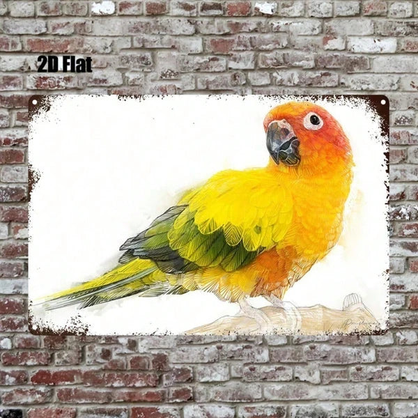 Sun Conure Parrot Metal Sign - 8x12 Inch Wall Decor