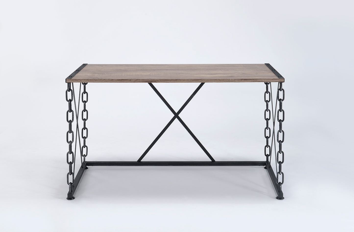 Rustic Oak & Black Finish Writing Desk - 48" Rectangular