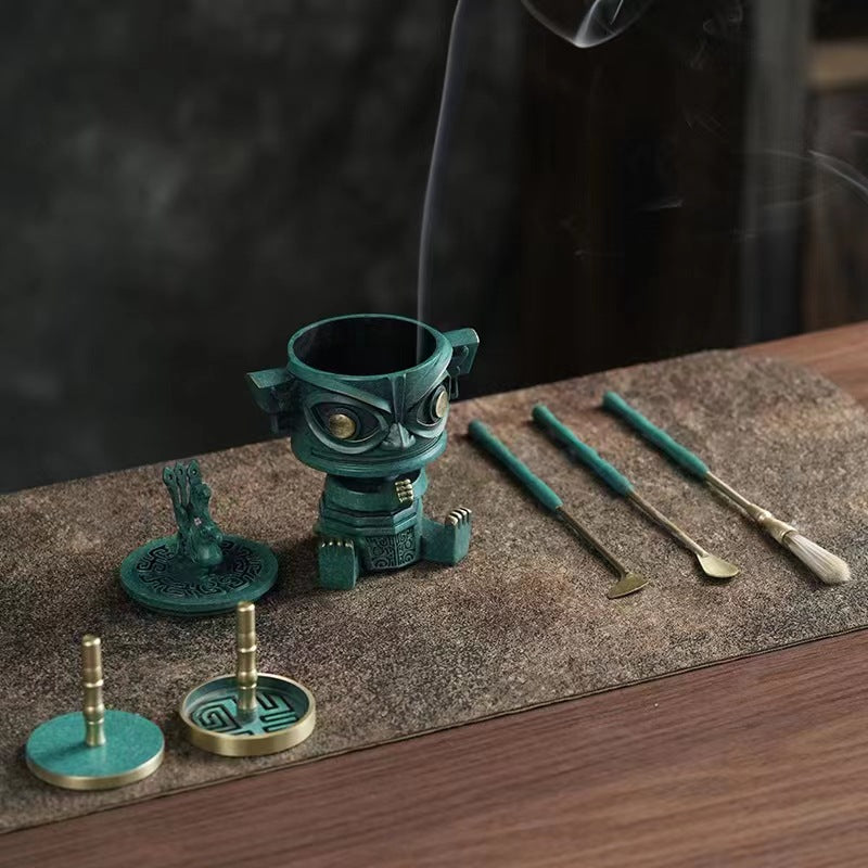Chinese Copper Incense Burner Set - Home Fragrance & Decor