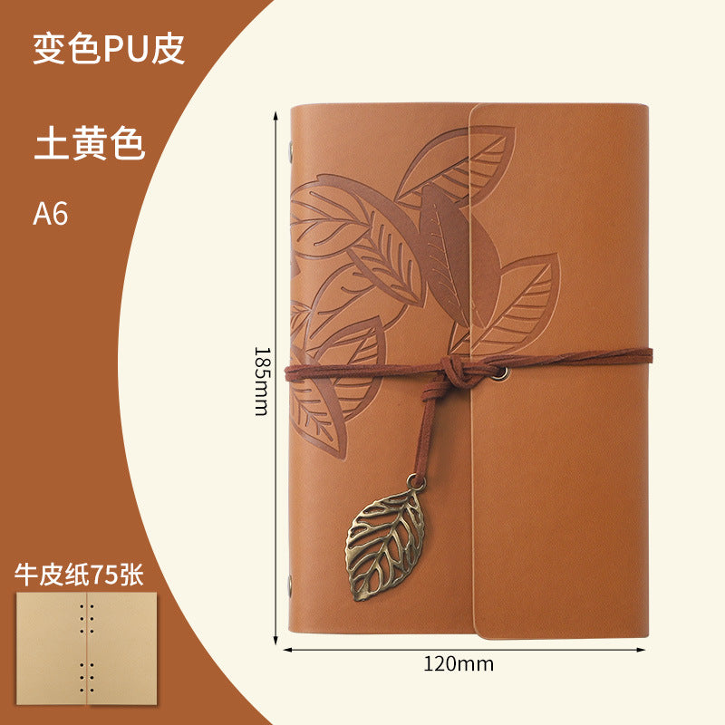 Vintage Travel Notebook - Loose Leaf Diary with Imitation Leather Cover