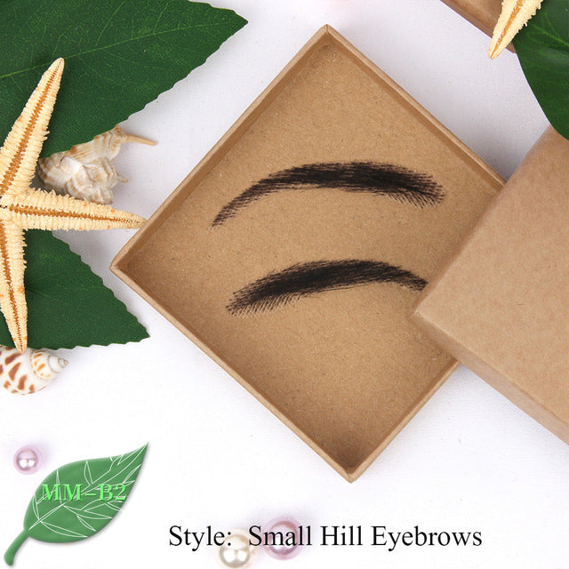Real Human Hair False Eyebrows Set - Hand-Knotted Lace Wig for Makeup