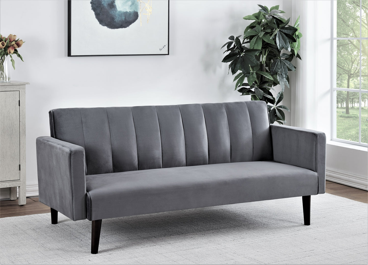 72 Velvet Convertible Futon Sofa Bed - Full Out Twin Sleeper Couch W