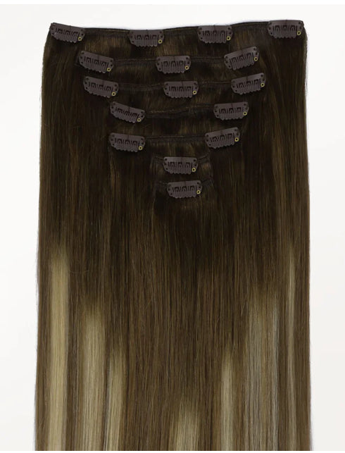 Seven-Piece Human Hair Wig Set for Women - Multiple Colors & Lengths