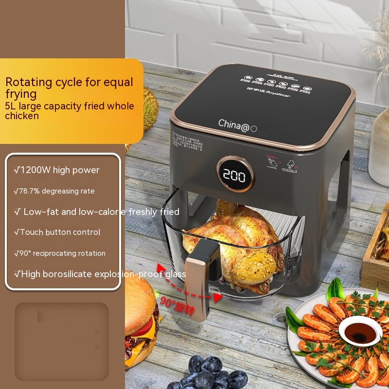 Large-Capacity Automatic Air Fryer with Panoramic Visual Display - 5L