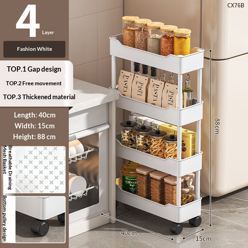 Multi-Layer Rolling Storage Cart with Wheels for Kitchen Bathroom Organization