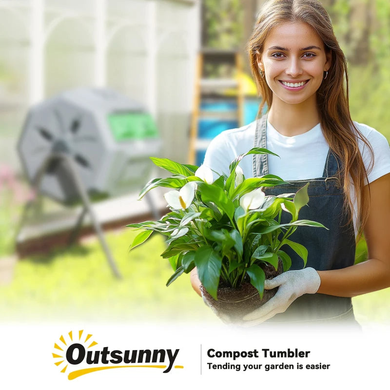 Outdoor 42.3 Gallon Dual Chamber Rotating Compost Bin - Garden Tumbler