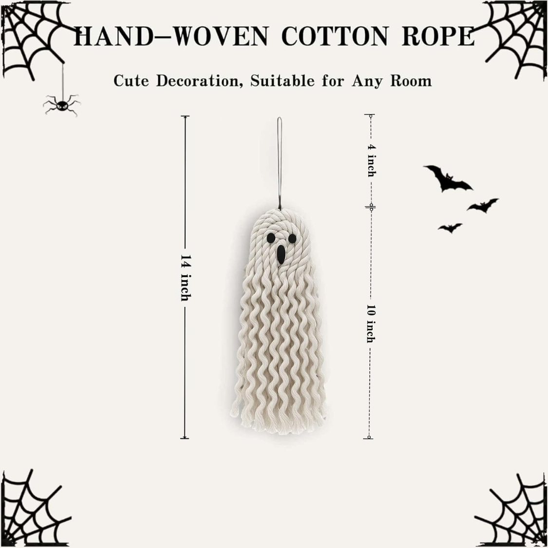 14 Inch Handmade Cute Ghost Halloween Decor - Indoor & Outdoor
