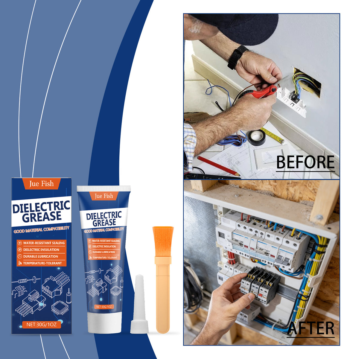 30g Dielectric Grease with Brush - Waterproof Insulation Lubricant