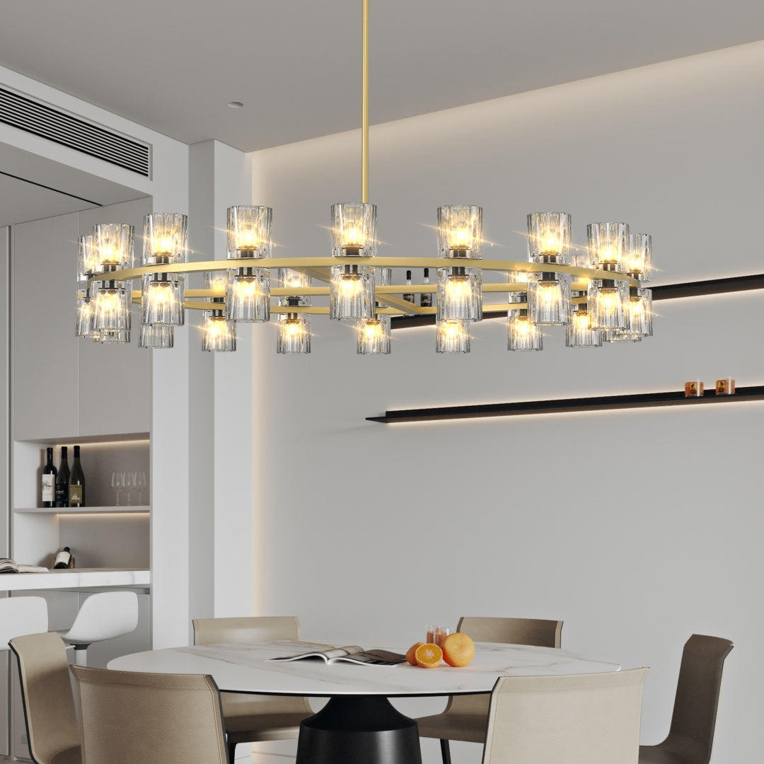 Modern 36-Inch Gold Round Chandelier with K9 Crystal