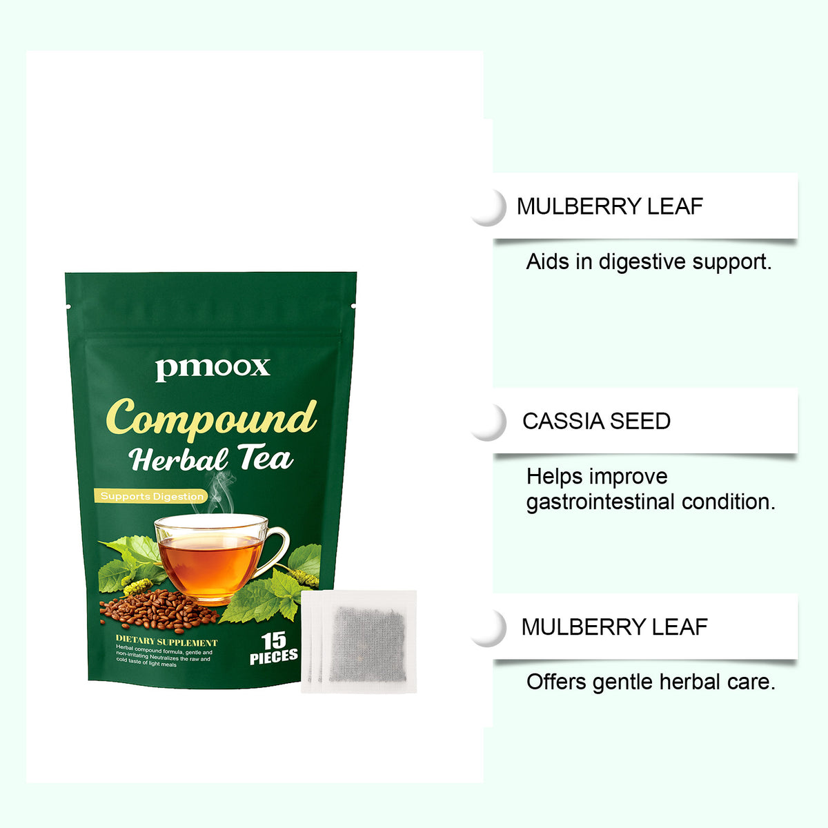Herbal Digestive Tea - Mulberry & Cassia Seed, 15 Pieces