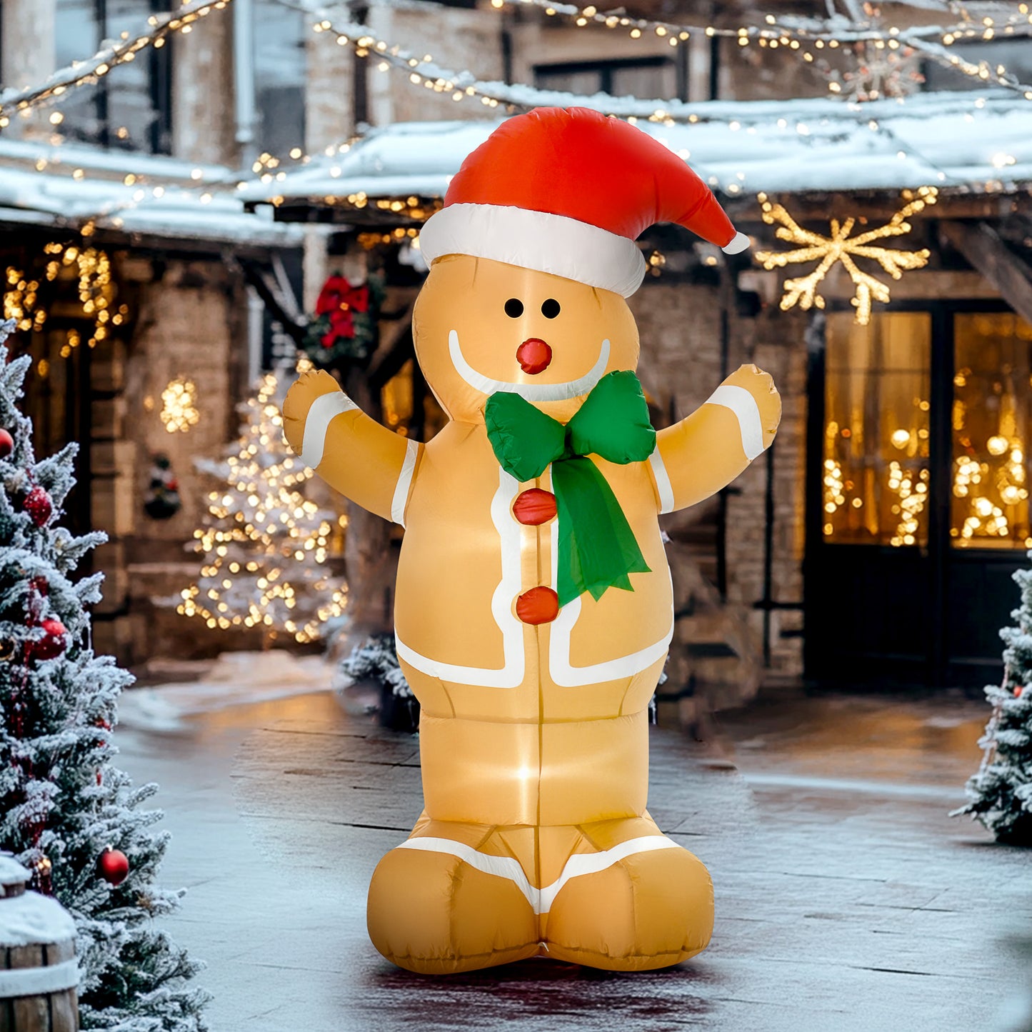 6ft Inflatable Gingerbread Man with LED Lights - Christmas Decoration