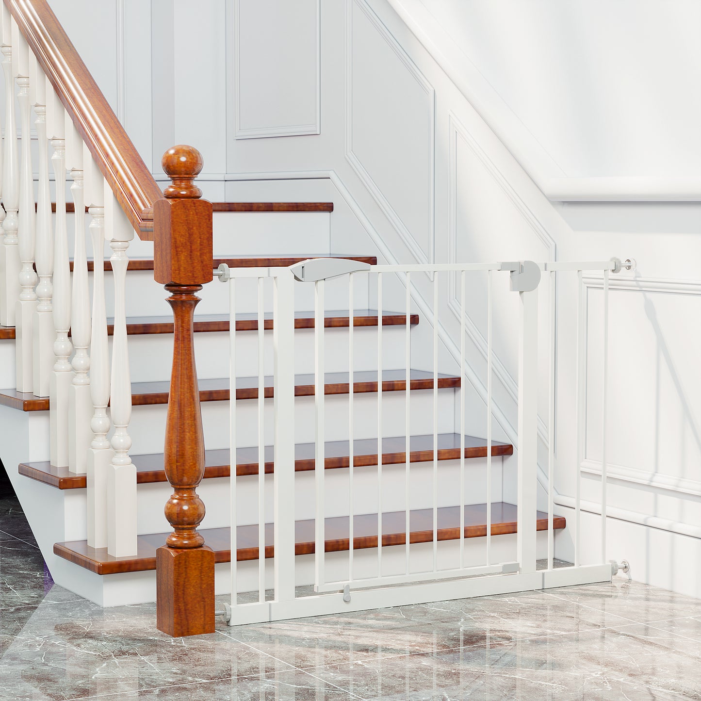 2-Pack Pressure-Mounted Baby Gate for Stairs & Doorways - White