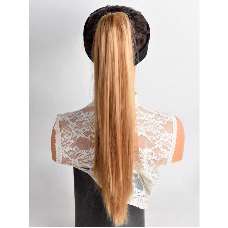 Women's Long Straight Ponytail Wig with Clip-In Medium Length Hair Extension