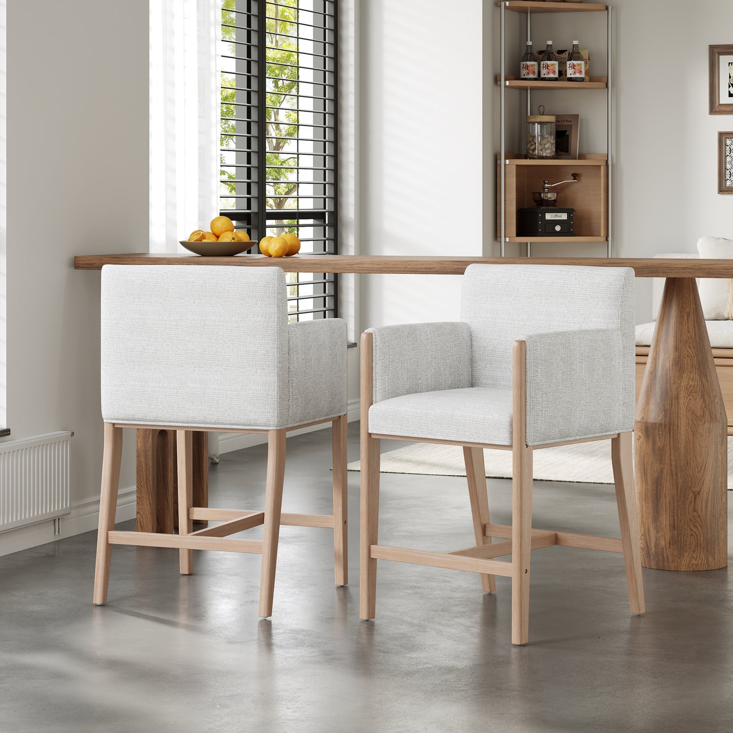 24 Seat Height Upholstered Counter Stools With Arms For Kitchen