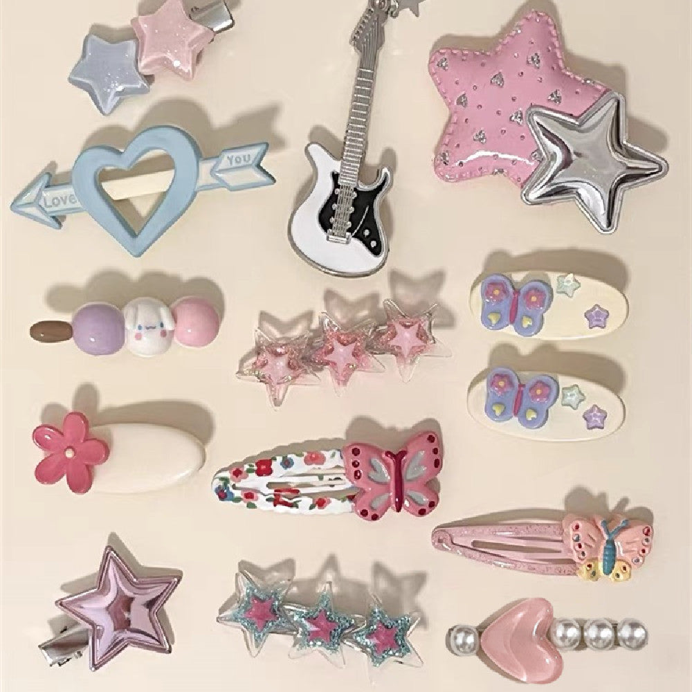 Butterfly & Flower Hair Barrettes Set - 10 Pack