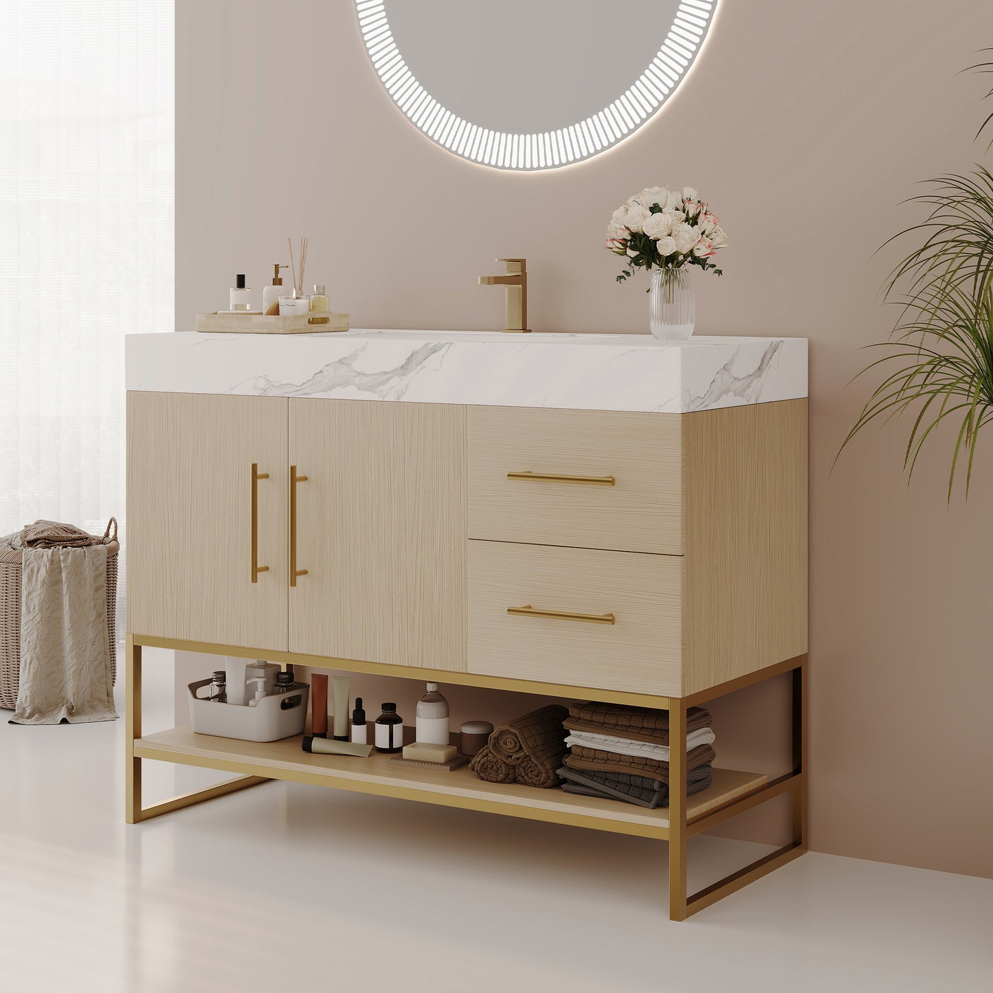 36" Modern Free-Standing Bathroom Vanity with Sintered Stone Top