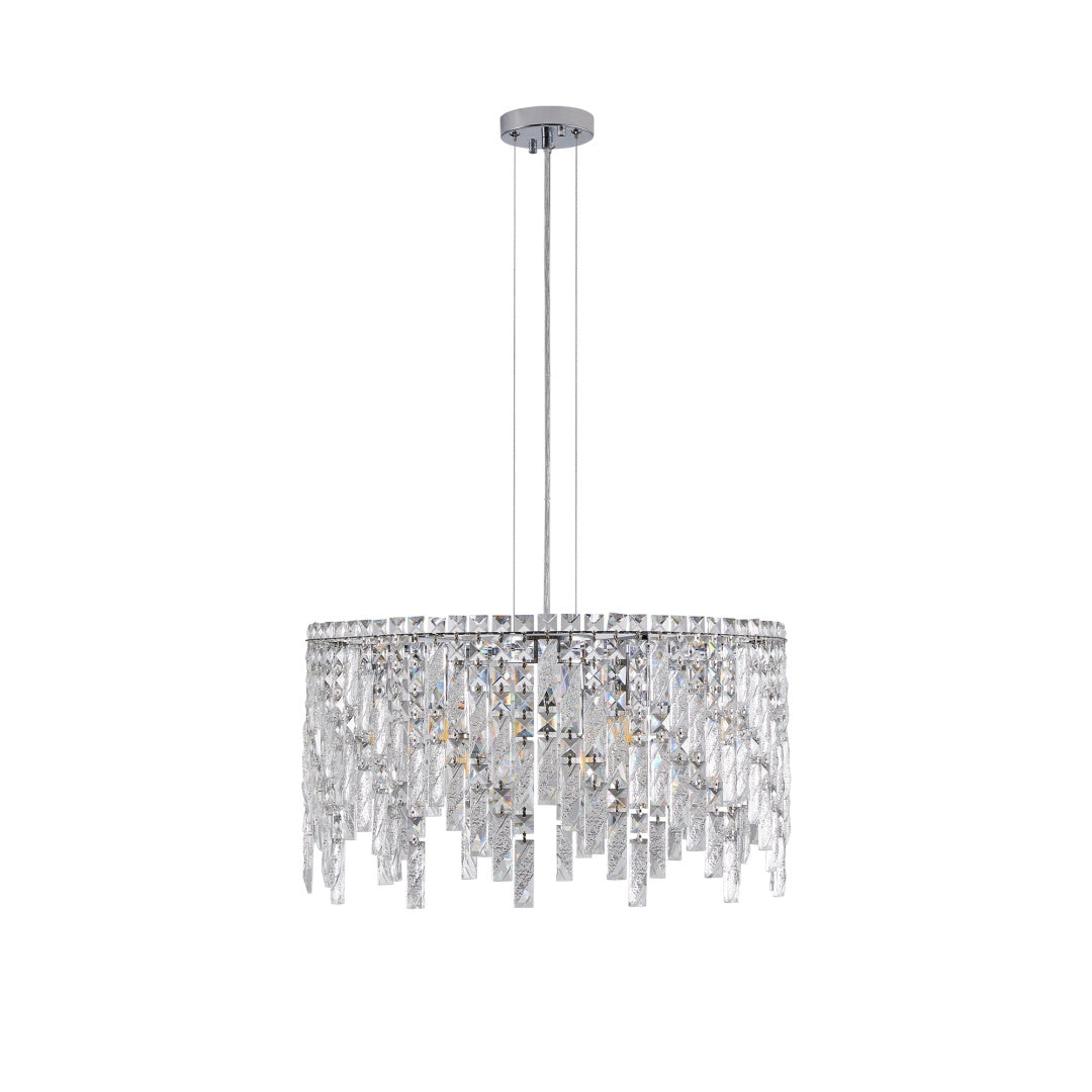 Elegant Round Crystal Chandelier - 23.6 Inch Pendant Light Fixture