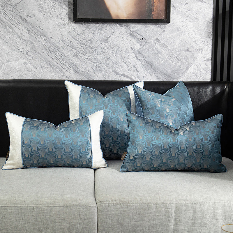Blue and White Patchwork Cushion Covers for Living Room Sofa