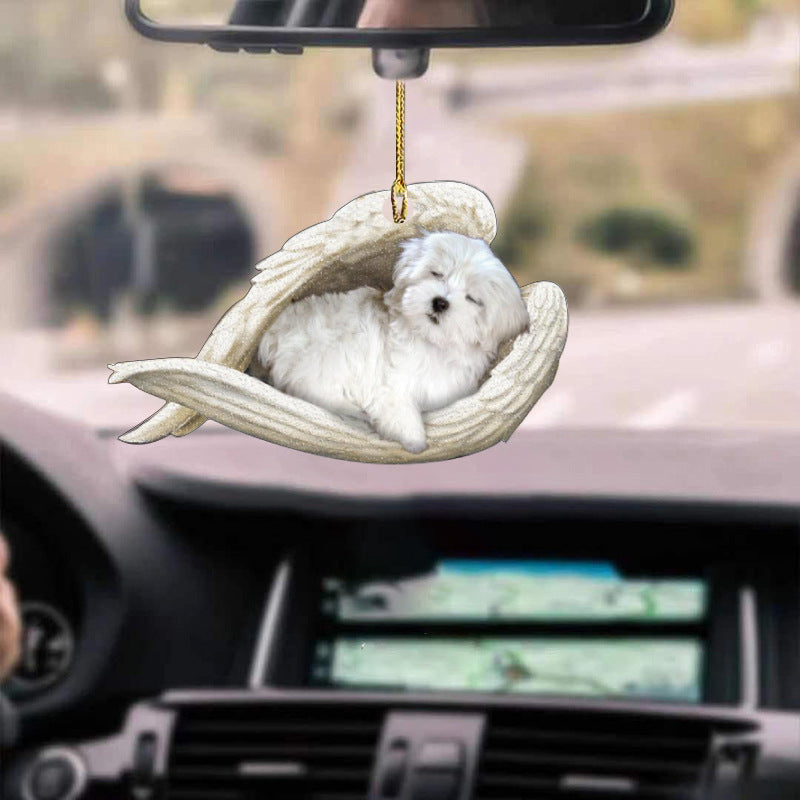 Lazy Dog Pendant Keychain Ornament with Colorful Acrylic Design