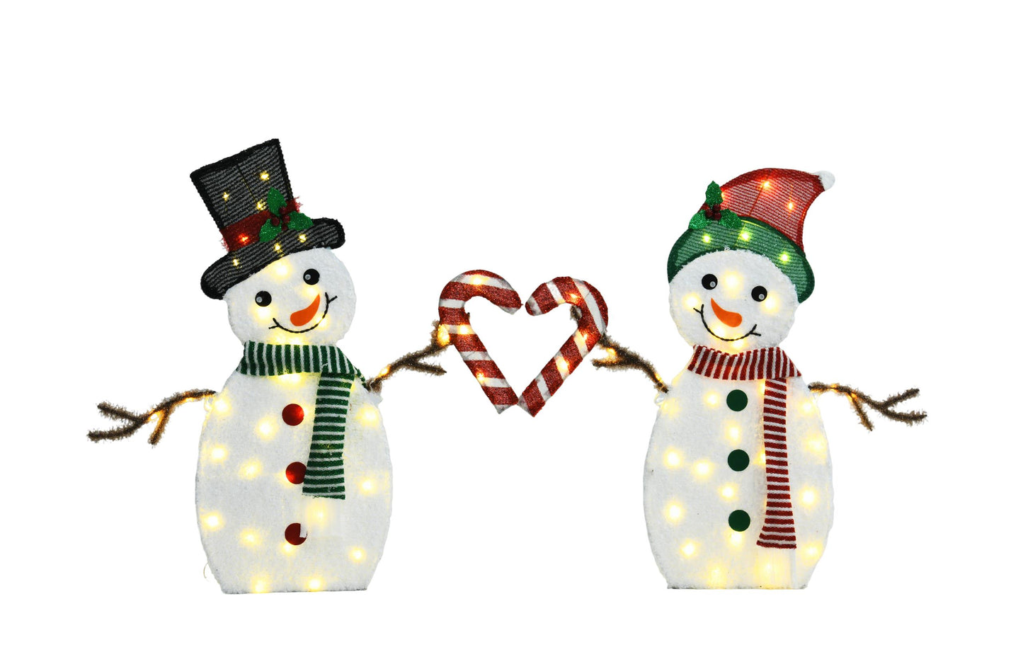 Heart-Shaped Snowman LED Lights for Holiday Decor